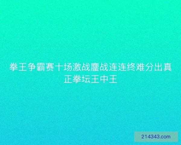 拳王争霸赛十场激战鏖战连连终难分出真正拳坛王中王
